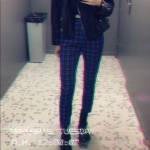 Edgy Punk Multicolor Plaid Zip-up Pants
